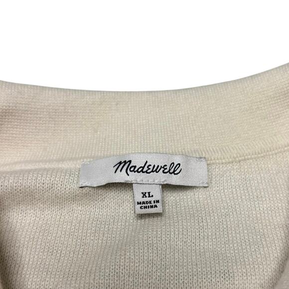 Madewell Men’s Collared Knit Cardigan XL Ivory Button Front Sweater - Picture 6 of 7